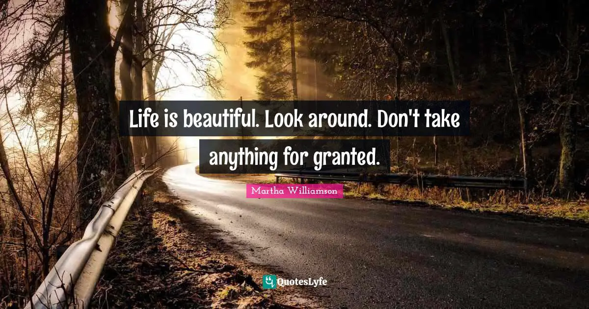 Life is beautiful. Look around. Don't take anything for granted.