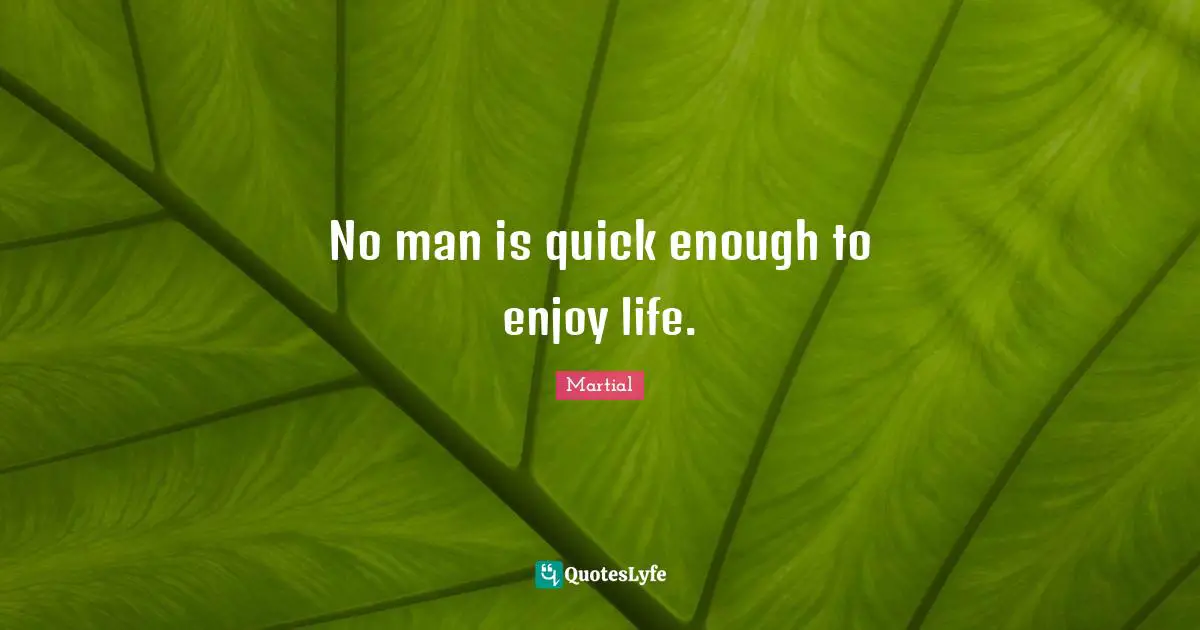 No man is quick enough to enjoy life.