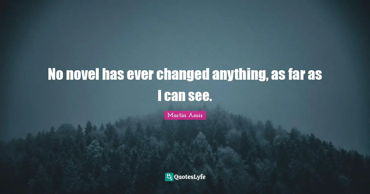 No novel has ever changed anything, as far as I can see.