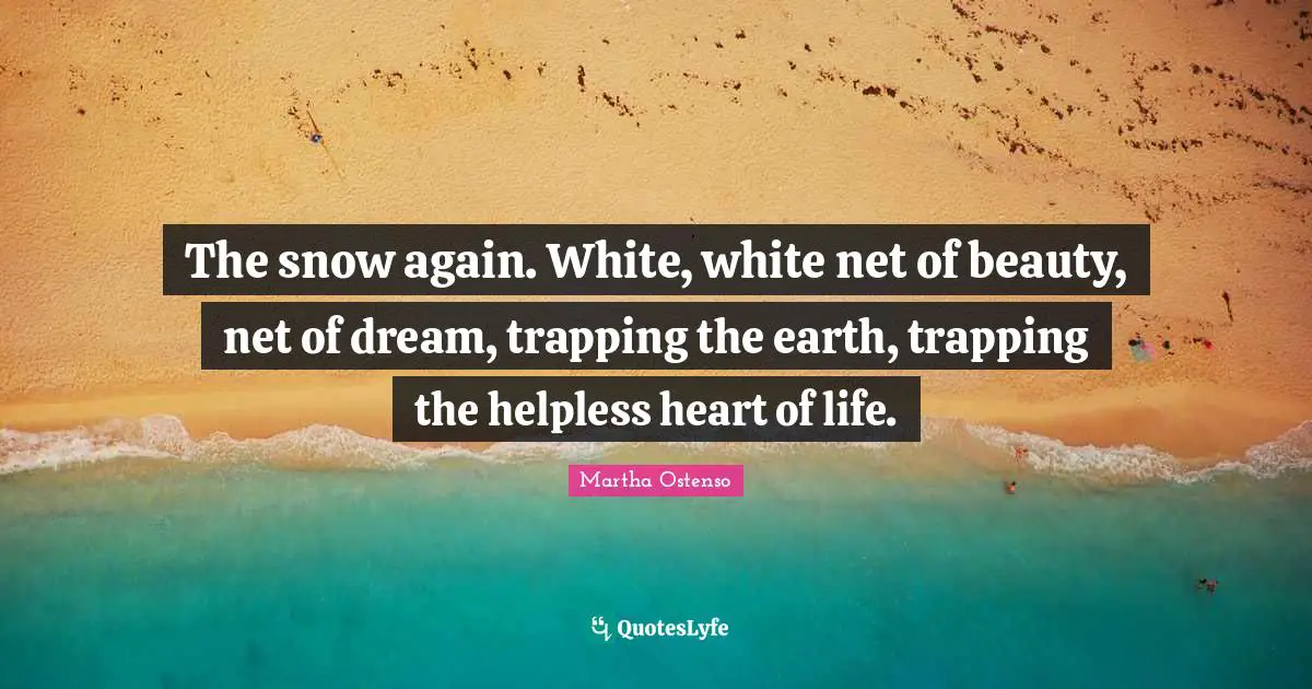 The snow again. White, white net of beauty, net of dream, trapping the earth, trapping the helpless heart of life.