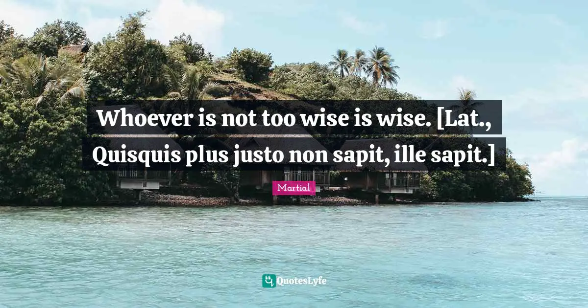 Whoever is not too wise is wise. [Lat., Quisquis plus justo non sapit, ille sapit.]