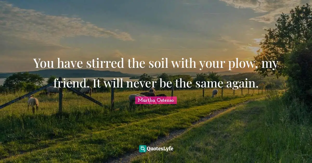 You have stirred the soil with your plow, my friend. It will never be the same again.