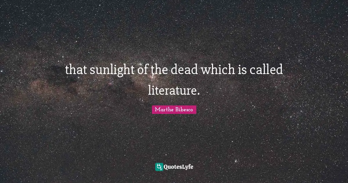 that sunlight of the dead which is called literature.