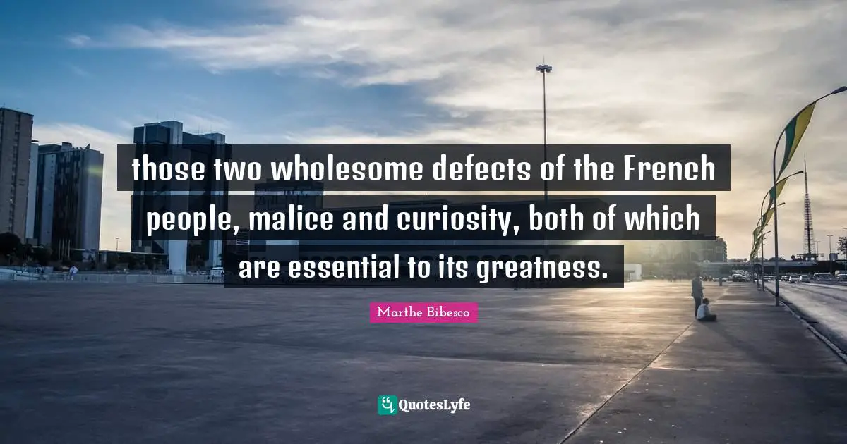 those two wholesome defects of the French people, malice and curiosity, both of which are essential to its greatness.