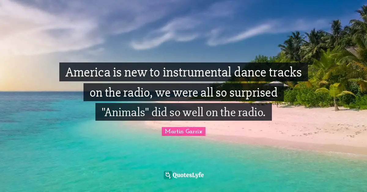 Radio Quotes: "America is new to instrumental dance tracks on the radio, we were all so surprised "Animals" did so well on the radio."