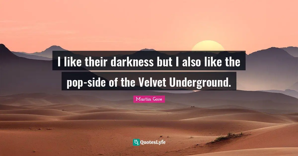 I like their darkness but I also like the pop-side of the Velvet Underground.