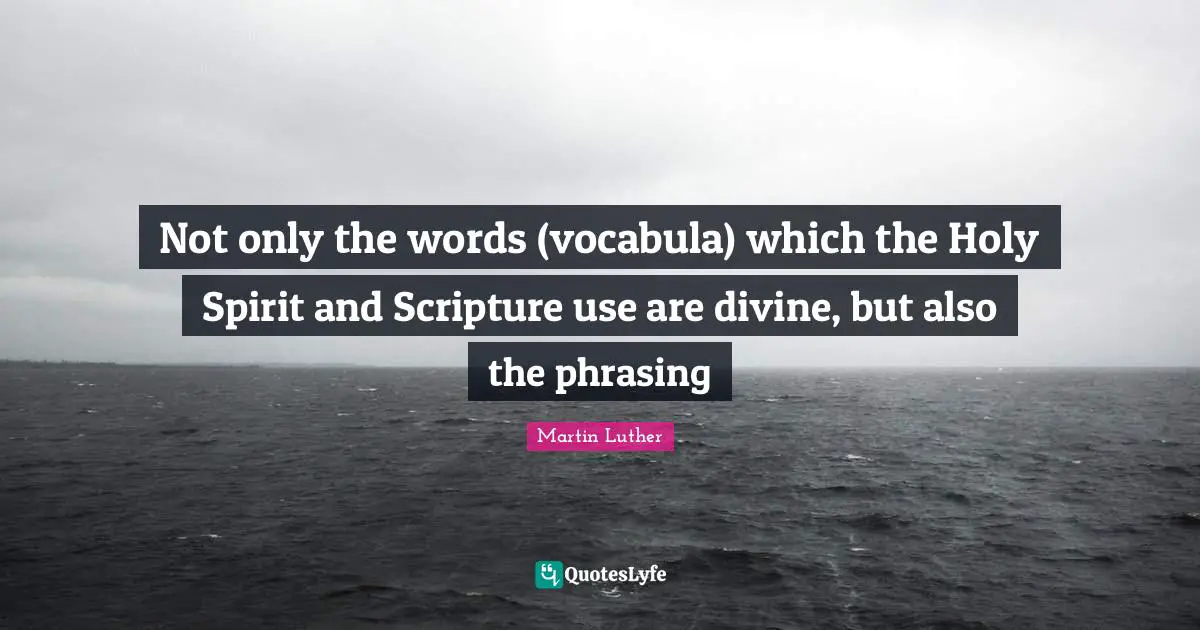 Not only the words (vocabula) which the Holy Spirit and Scripture use are divine, but also the phrasing