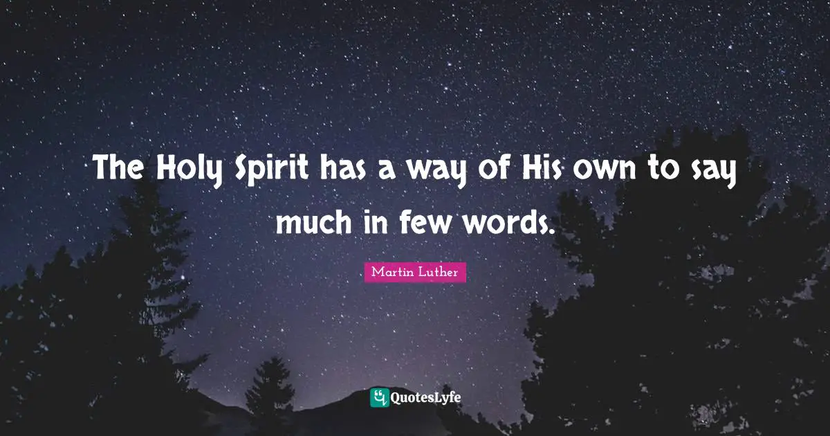 The Holy Spirit has a way of His own to say much in few words.