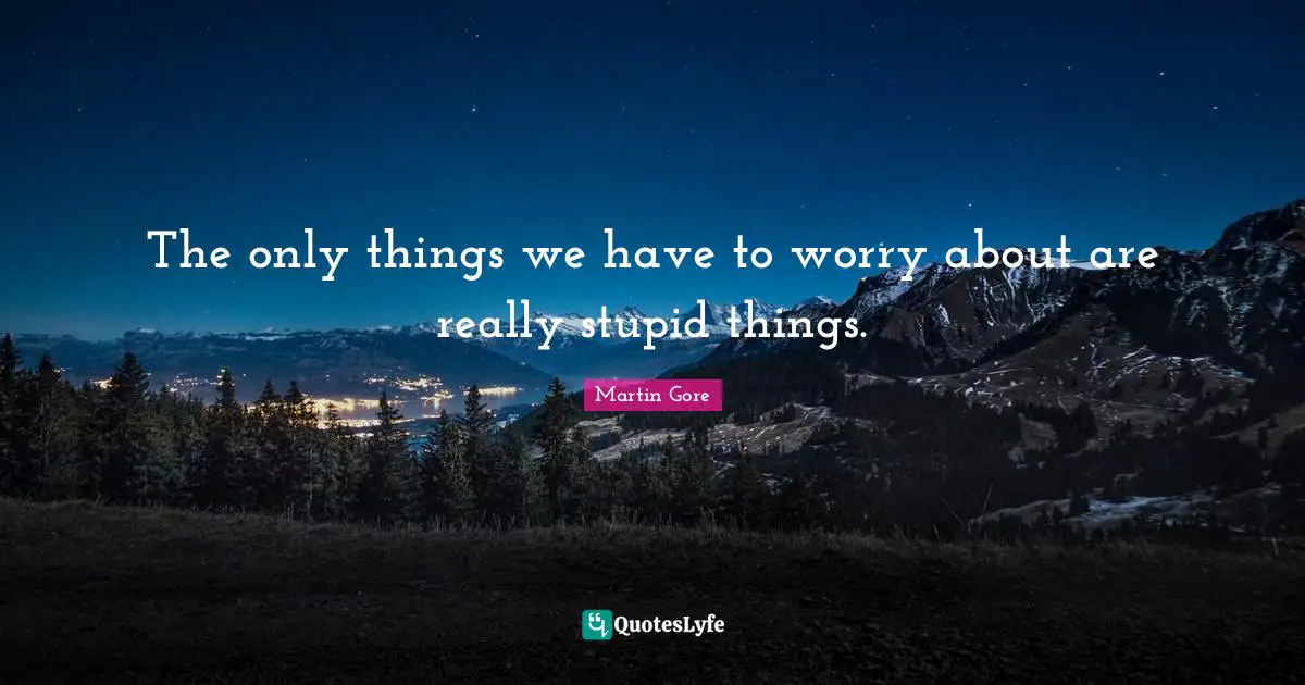 Really Stupid Quotes: "The only things we have to worry about are really stupid things."