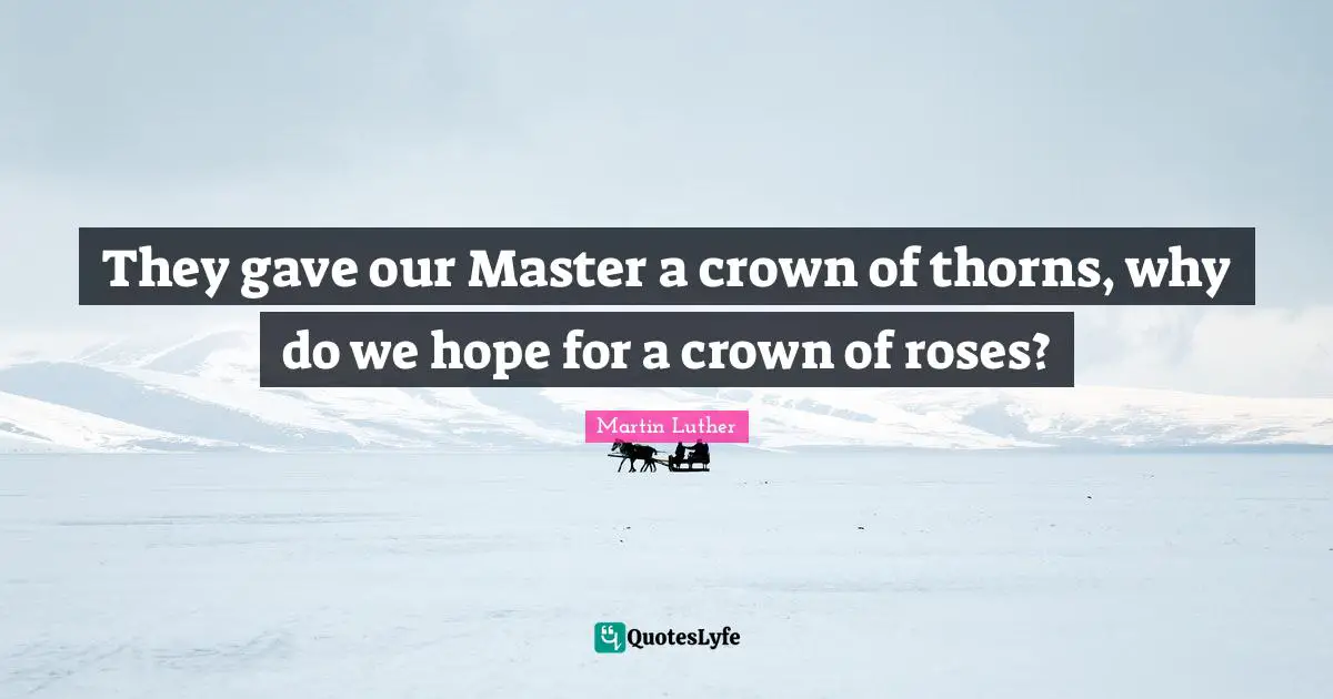 Rose Quotes: "They gave our Master a crown of thorns, why do we hope for a crown of roses?"