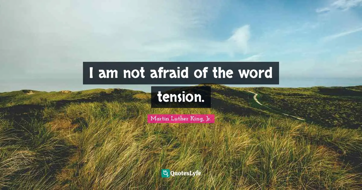 I am not afraid of the word tension.