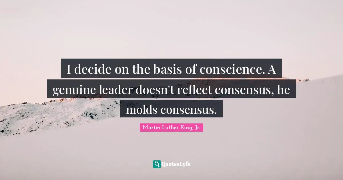 I decide on the basis of conscience. A genuine leader doesn't reflect consensus, he molds consensus.