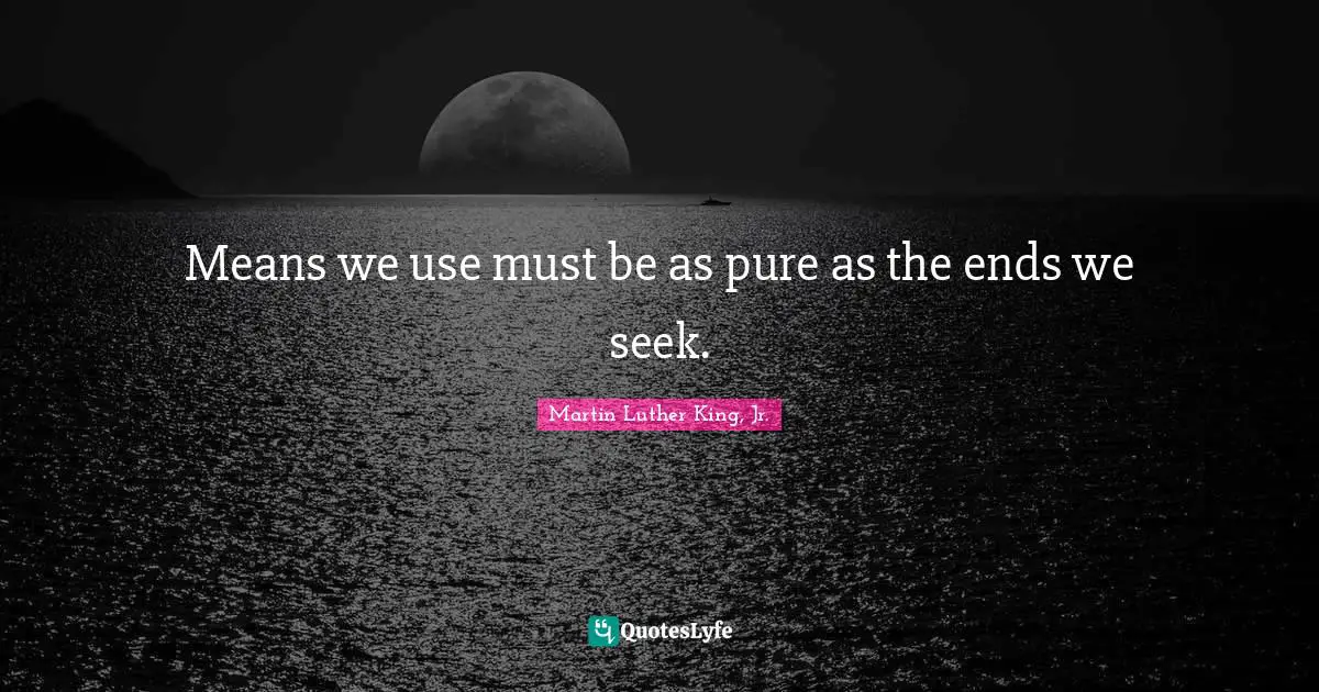 Means we use must be as pure as the ends we seek.