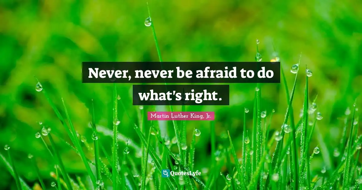 Never, never be afraid to do what's right.