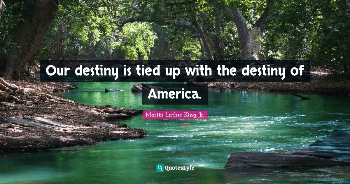 Our destiny is tied up with the destiny of America.