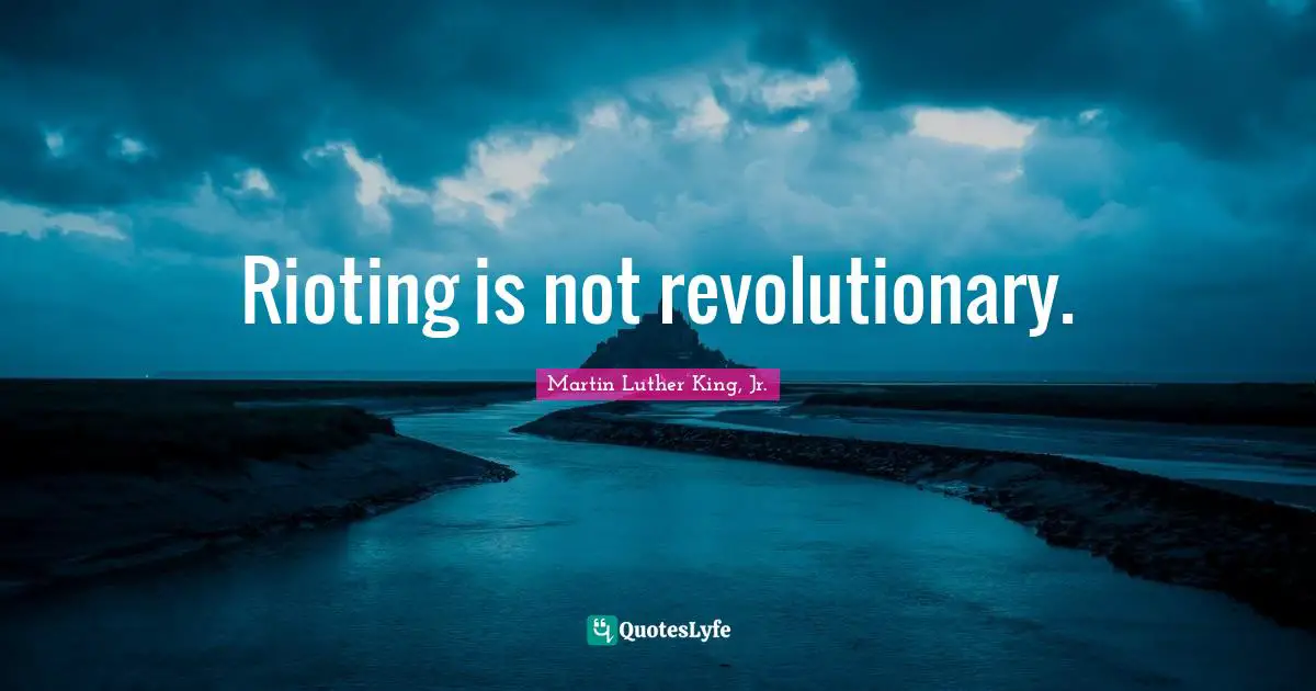 Rioting is not revolutionary.
