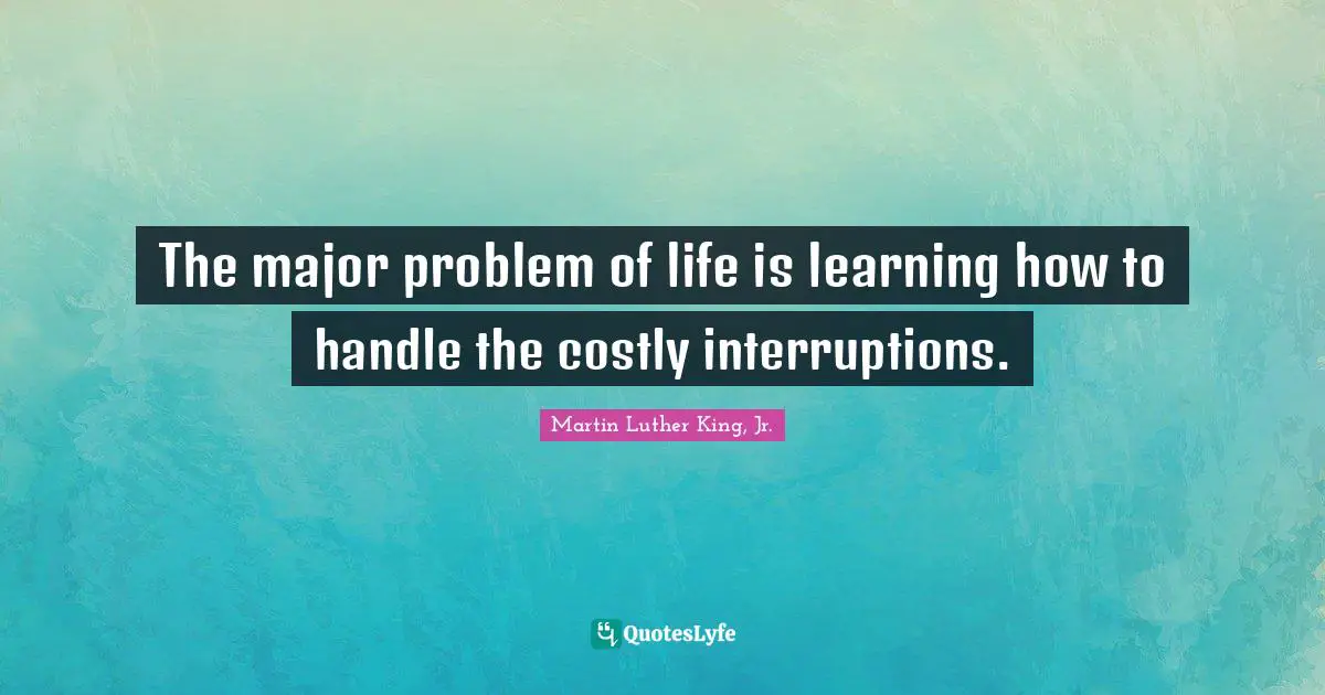 The major problem of life is learning how to handle the costly interruptions.