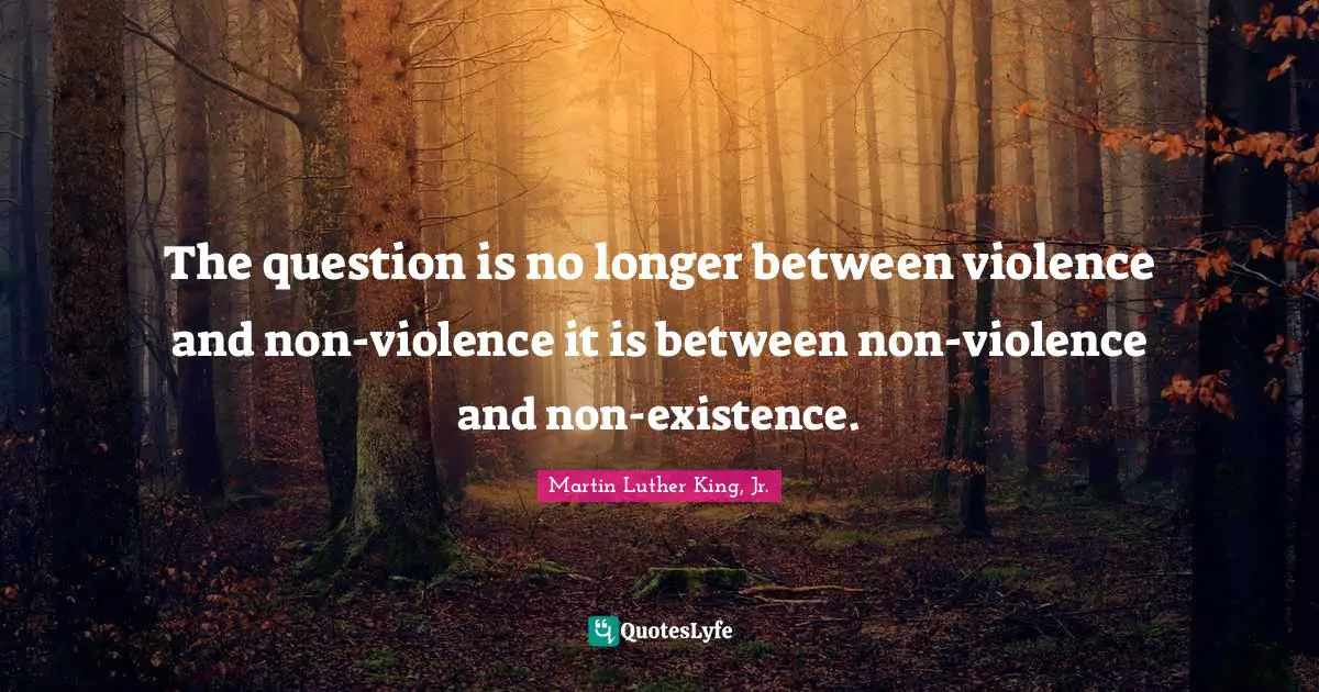 The question is no longer between violence and non-violence it is between non-violence and non-existence.
