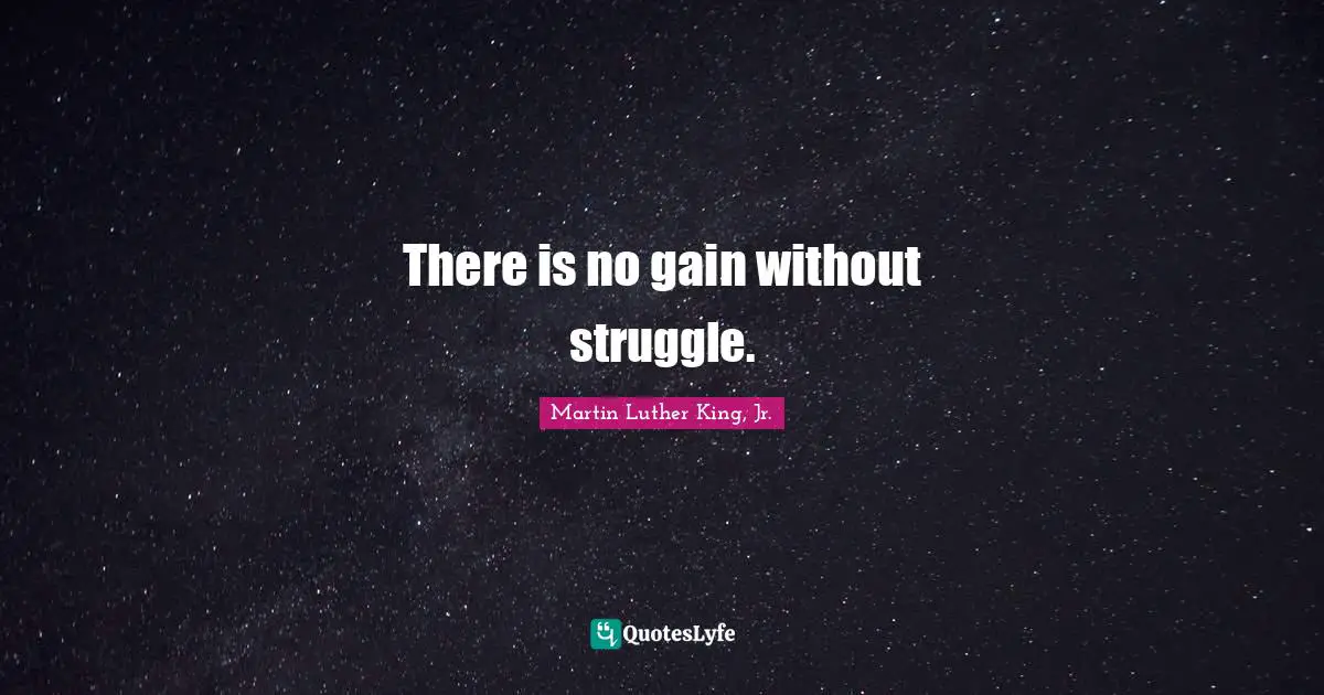 There is no gain without struggle.