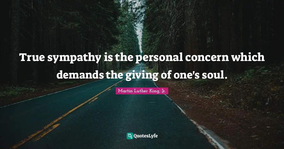 True sympathy is the personal concern which demands the giving of one's soul.