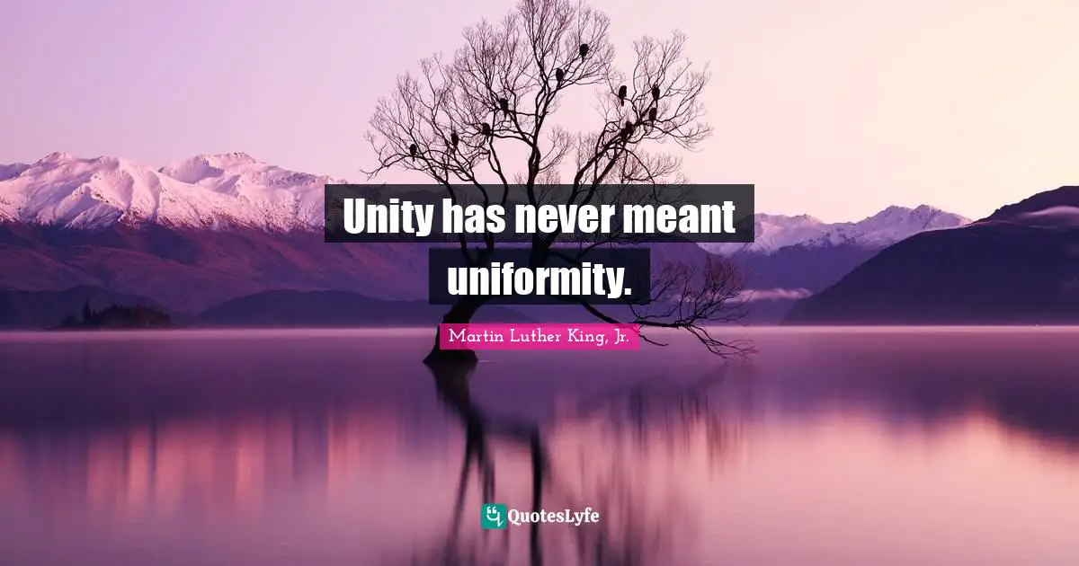 Unity has never meant uniformity.