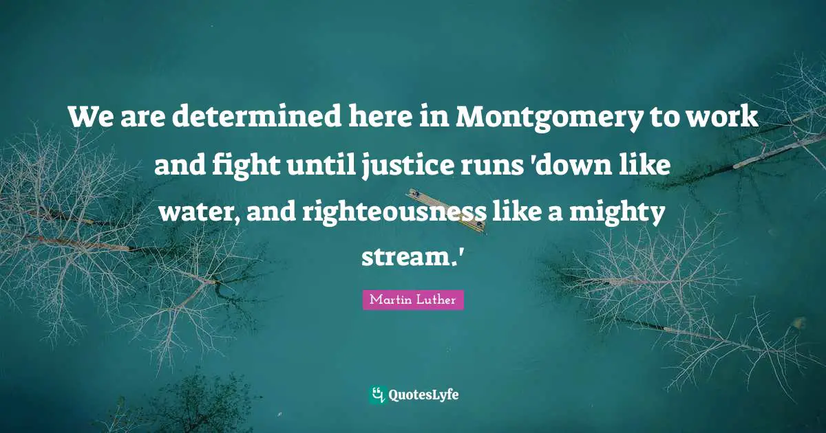 We are determined here in Montgomery to work and fight until justice runs 'down like water, and righteousness like a mighty stream.'