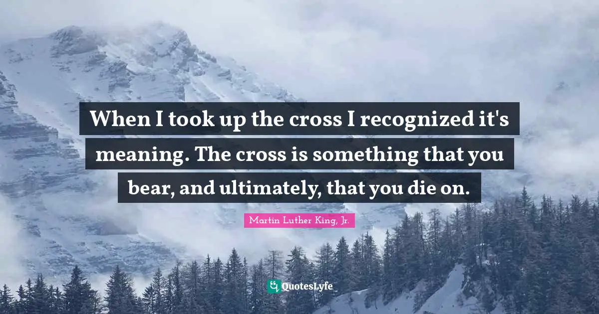 When I took up the cross I recognized it's meaning. The cross is something that you bear, and ultimately, that you die on.