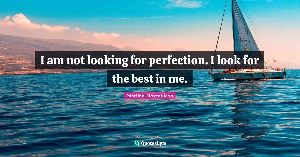 Martina Navratilova Quotes: "I am not looking for perfection. I look for the best in me."
