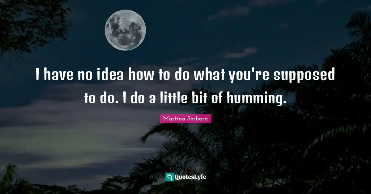 I have no idea how to do what you're supposed to do. I do a little bit of humming.