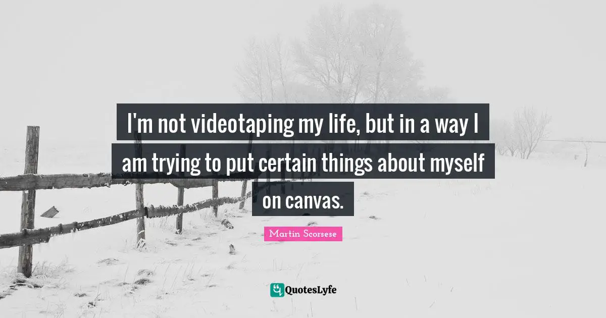 I'm not videotaping my life, but in a way I am trying to put certain things about myself on canvas.