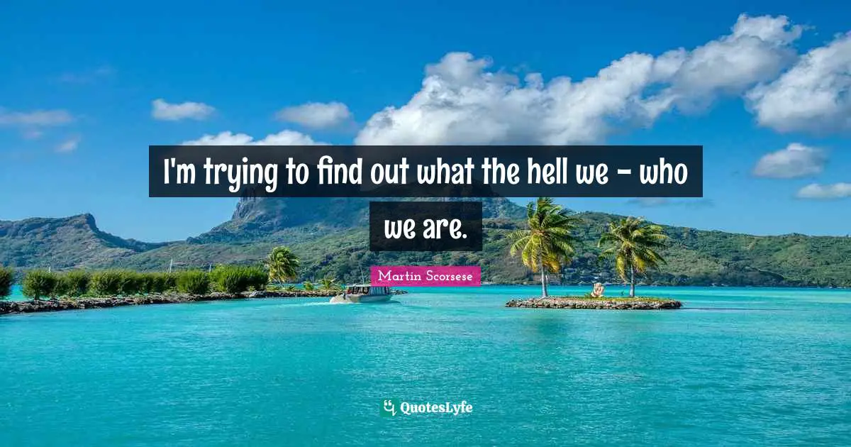 I'm trying to find out what the hell we - who we are.