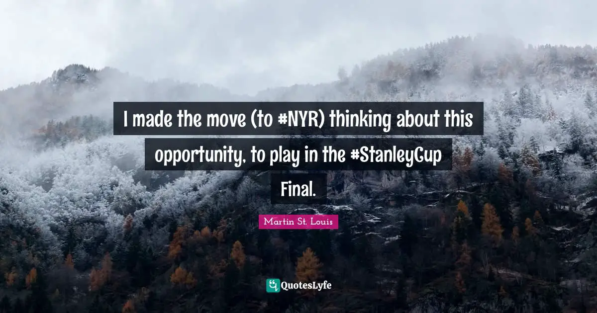 I made the move (to #NYR) thinking about this opportunity, to play in the #StanleyCup Final.
