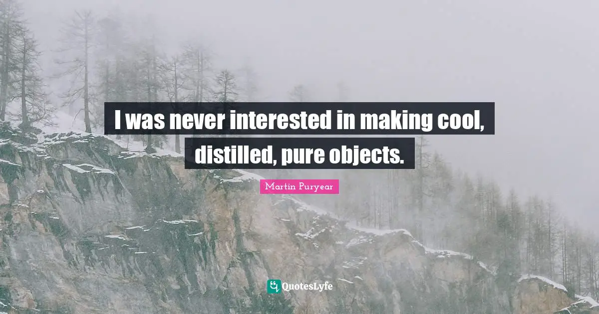 I was never interested in making cool, distilled, pure objects.