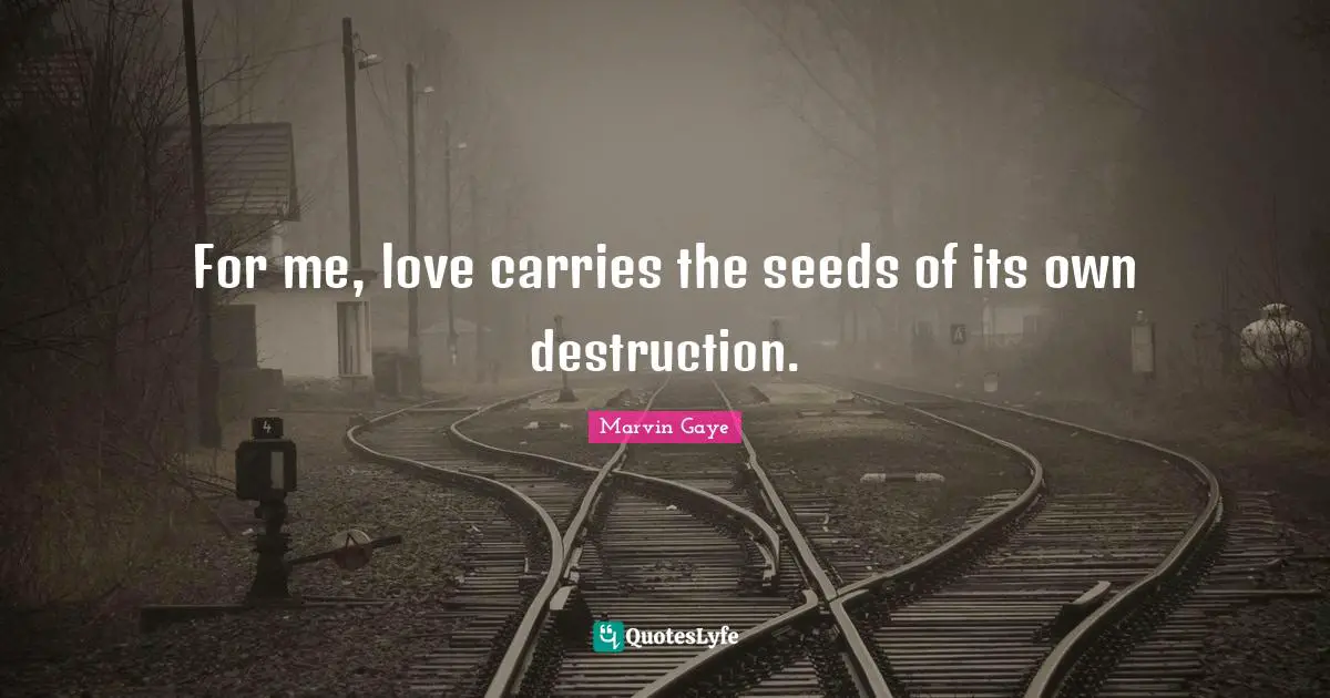For me, love carries the seeds of its own destruction.