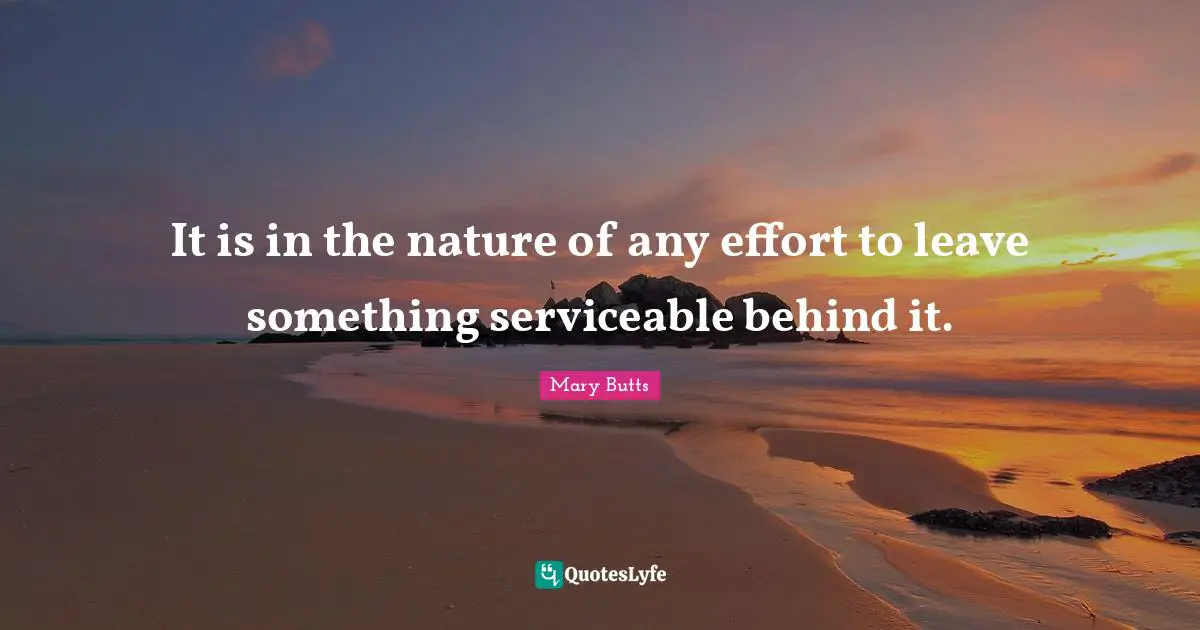 It is in the nature of any effort to leave something serviceable behind it.