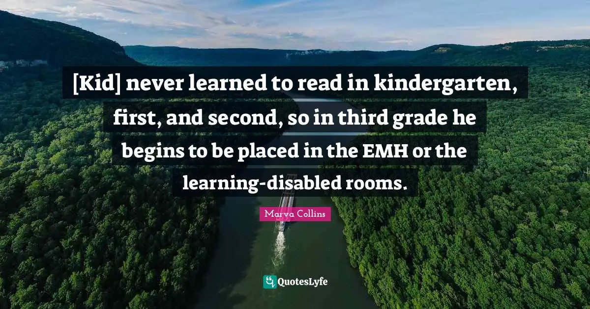[Kid] never learned to read in kindergarten, first, and second, so in third grade he begins to be placed in the EMH or the learning-disabled rooms.