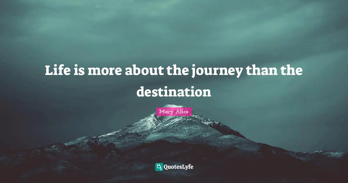 Life is more about the journey than the destination... Quote by Mary ...