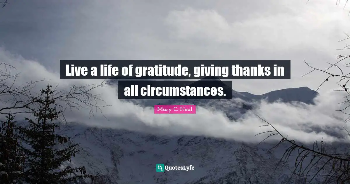 Live a life of gratitude, giving thanks in all circumstances.