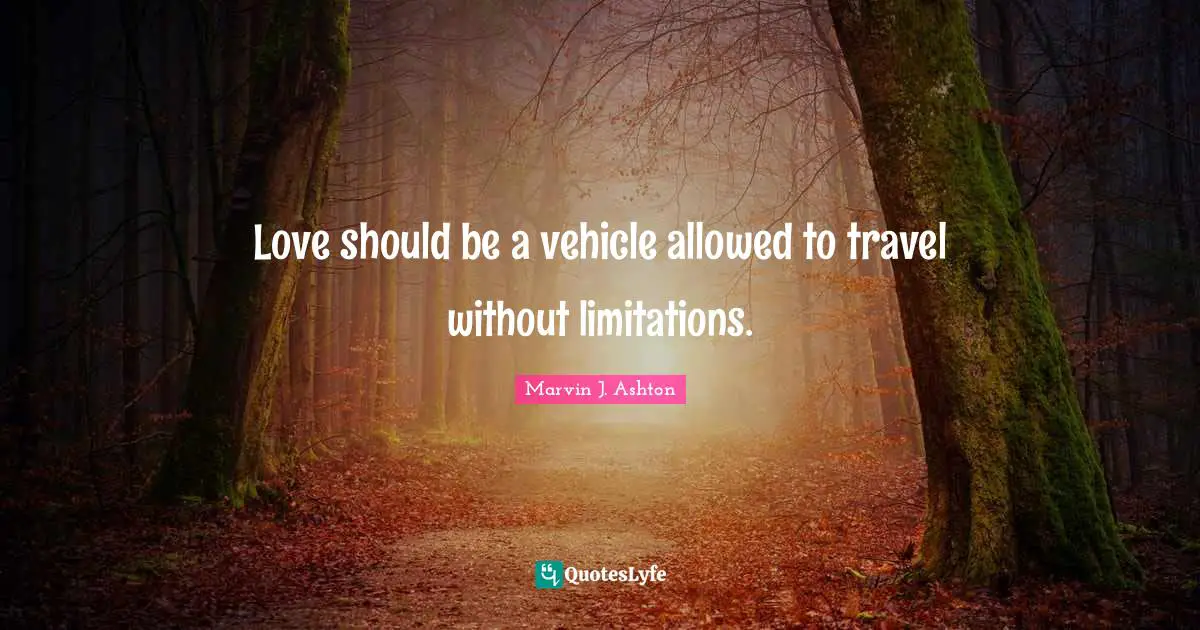 Love should be a vehicle allowed to travel without limitations.