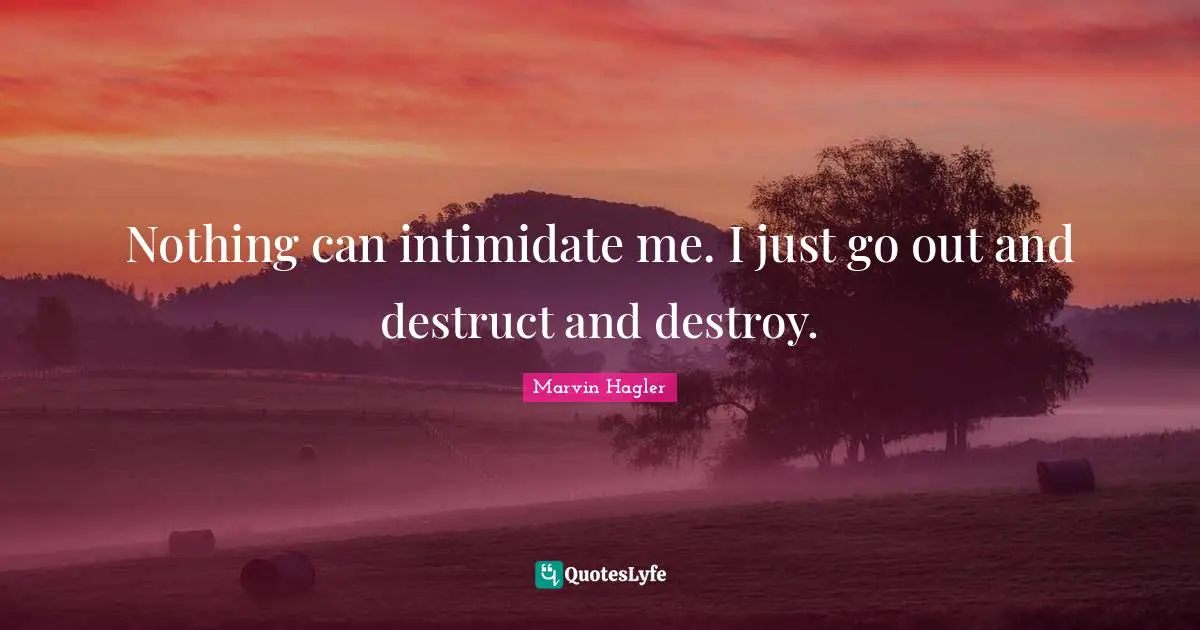 Nothing can intimidate me. I just go out and destruct and destroy.