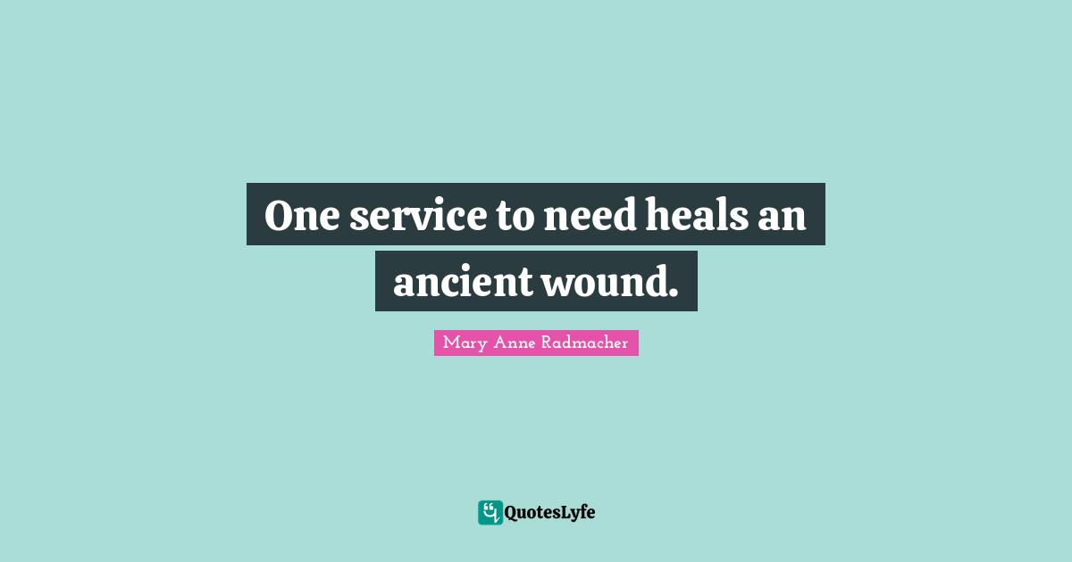 One service to need heals an ancient wound.