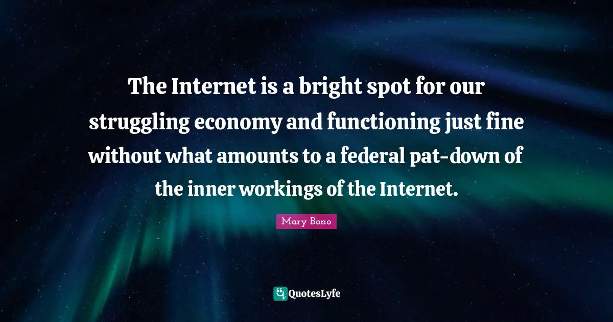 The Internet is a bright spot for our struggling economy and functioning just fine without what amounts to a federal pat-down of the inner workings of the Internet.