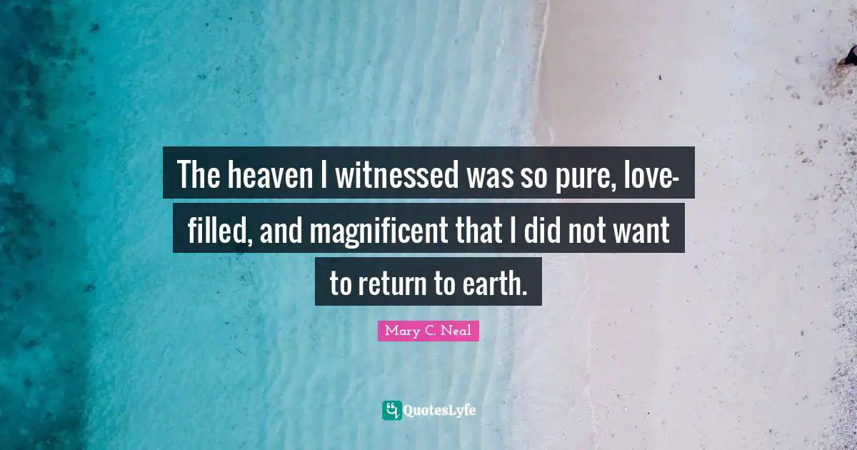 The heaven I witnessed was so pure, love-filled, and magnificent that I did not want to return to earth.