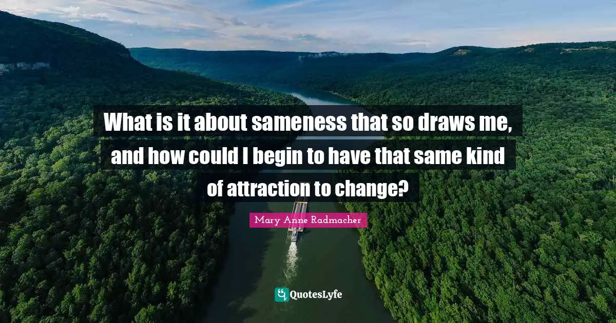 What is it about sameness that so draws me, and how could I begin to have that same kind of attraction to change?
