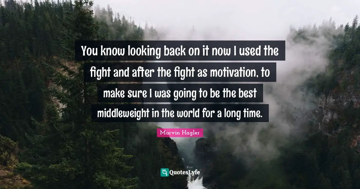 You know looking back on it now I used the fight and after the fight as motivation, to make sure I was going to be the best middleweight in the world for a long time.