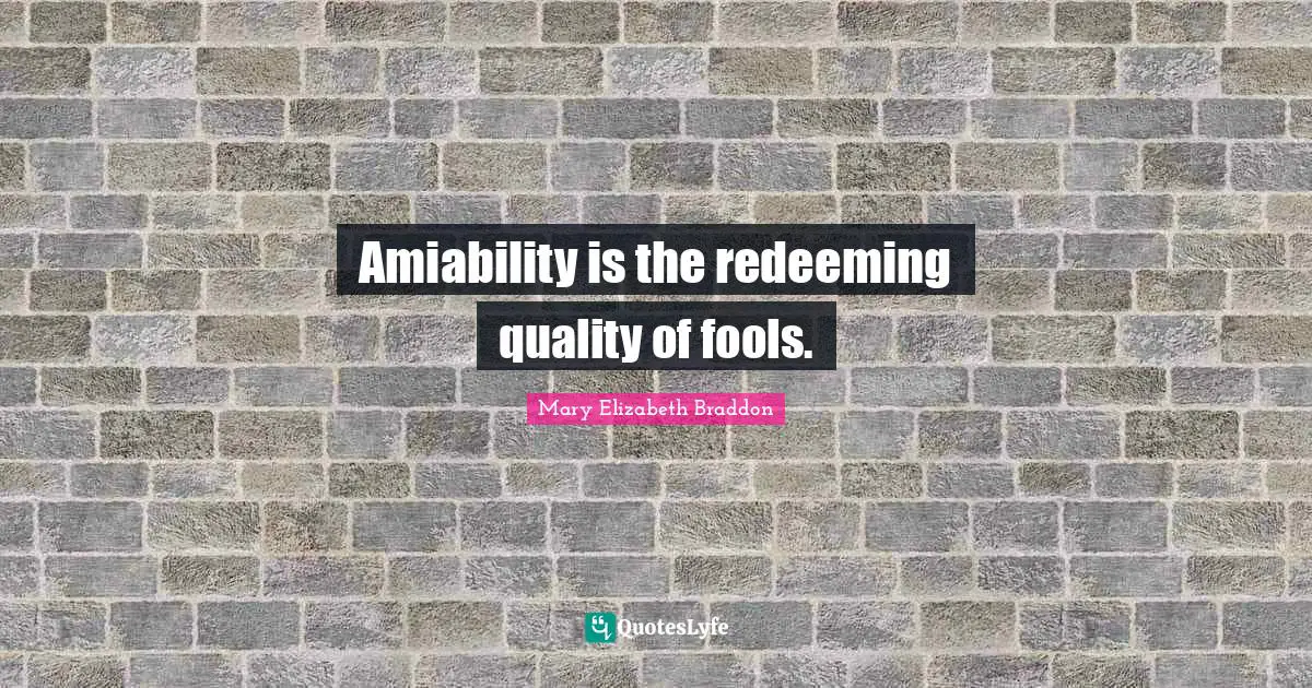 Amiability is the redeeming quality of fools.