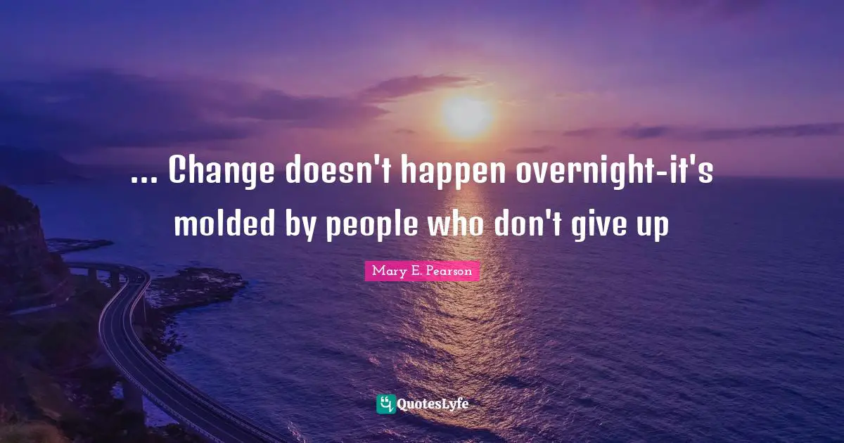 ... Change doesn't happen overnight-it's molded by people who don't give up