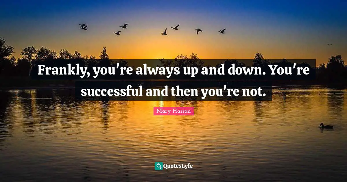 Mary Harron Quotes: "Frankly, you're always up and down. You're successful and then you're not."