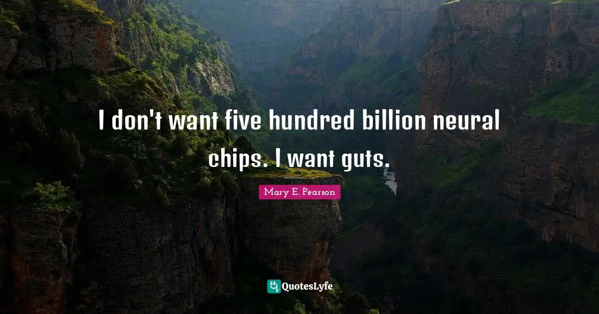I don't want five hundred billion neural chips. I want guts.