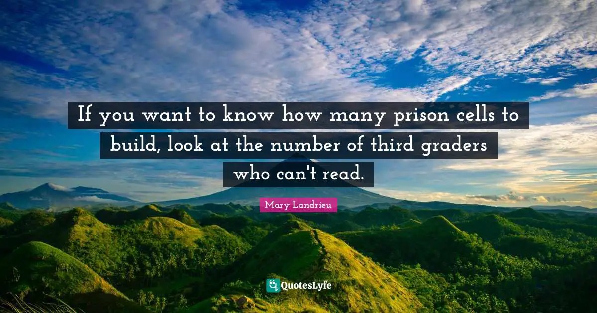 If you want to know how many prison cells to build, look at the number of third graders who can't read.